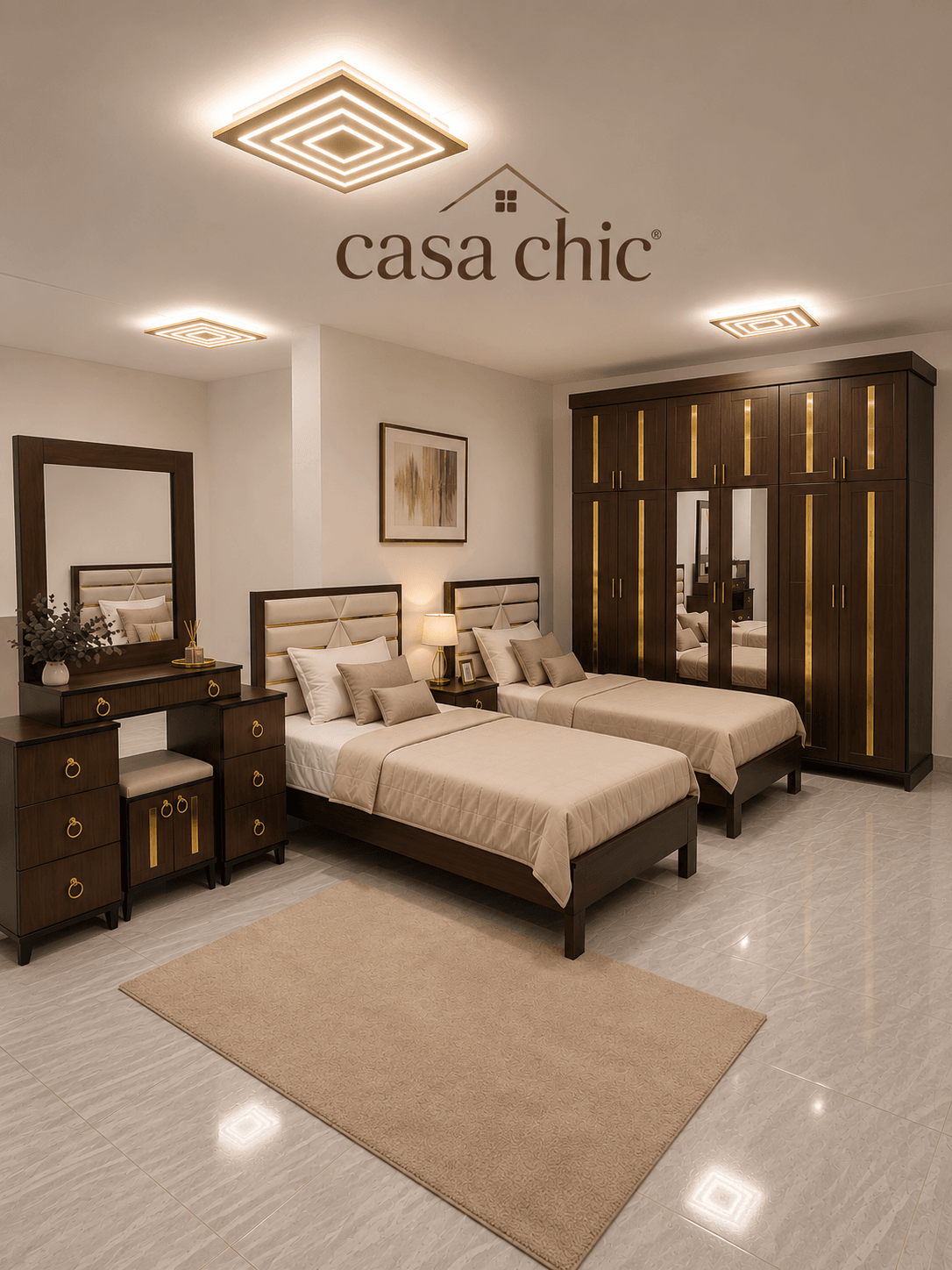 غرفة تختين متوفرة بعدة الوان — غرفة نوم فاخرة لبنان | Casa Chic Gallery