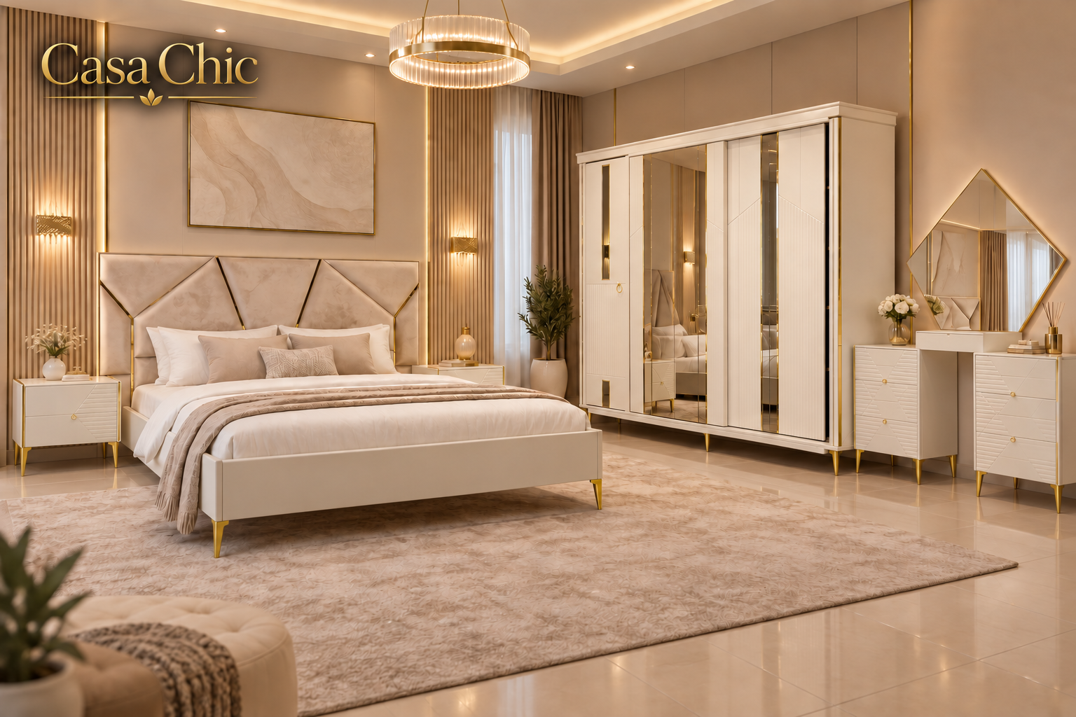 غرفة نوم دهبية لمسة ملكية — غرفة نوم فاخرة لبنان | Casa Chic Gallery